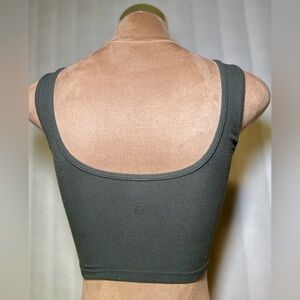 Lululemon LA Front Cut-Out Crop Tank Top Shirt Dark Olive